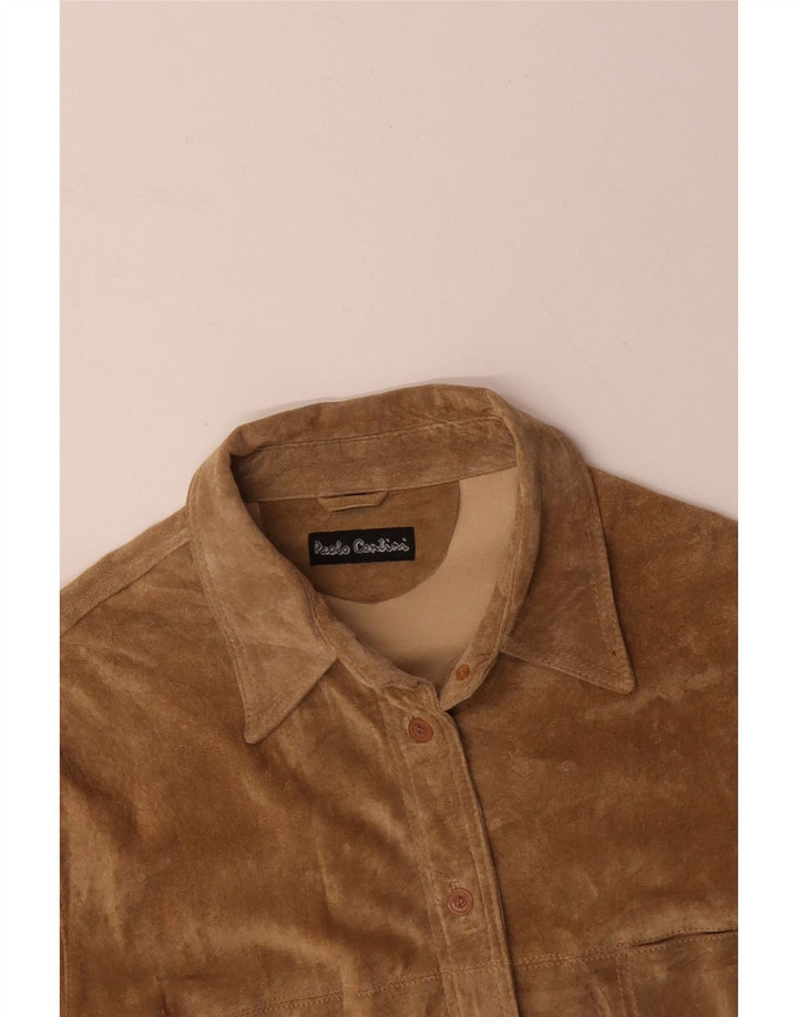 PAOLO CONTINI Camicia da donna in pelle scamosciata EU 44 XL Beige