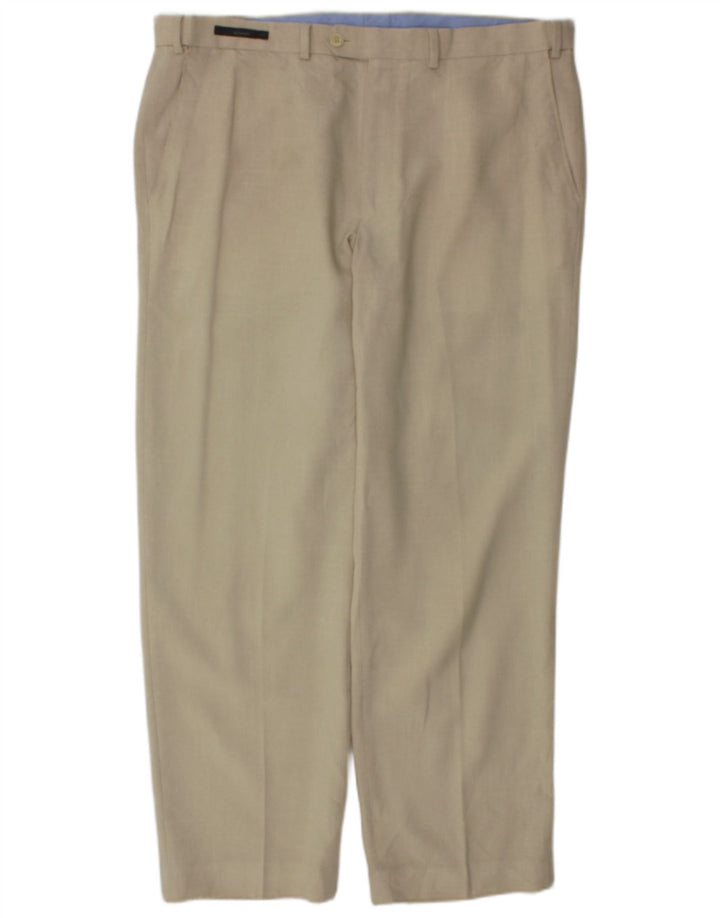 Pantaloni da abito dritti Regular Fit Marks & Spencer da uomo W38 L31 a quadri beige