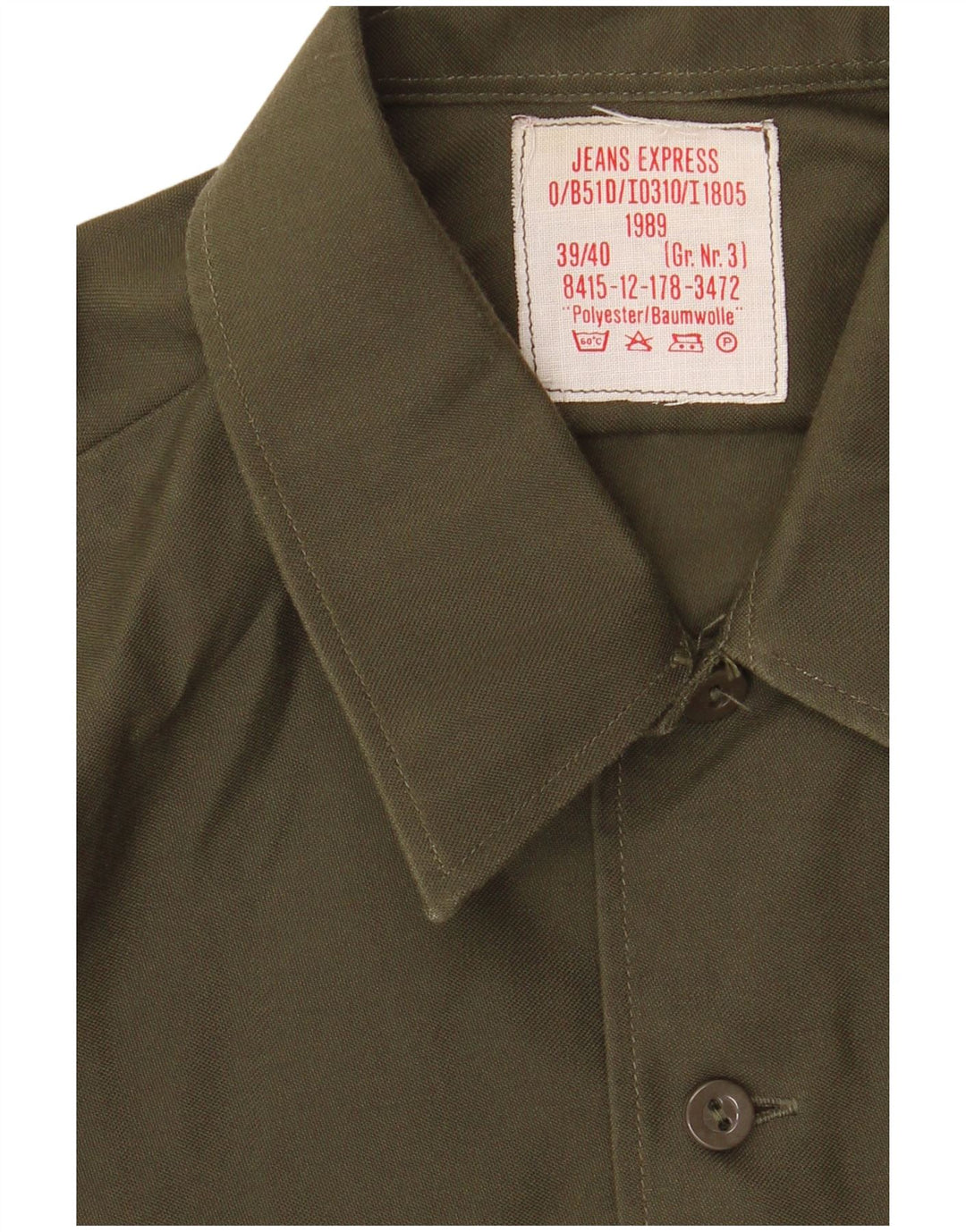 Camicia militare da uomo vintage Germania overshirt taglia 39/40 medio esercito kaki