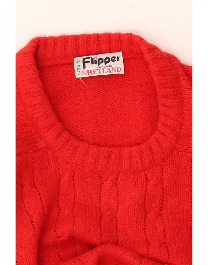 Maglione girocollo da uomo Flipper piccolo in lana rossa