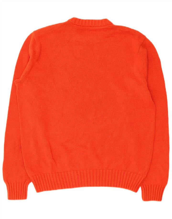 Chaps Uomo Maglione Girocollo Maglione Grande Cotone Arancione