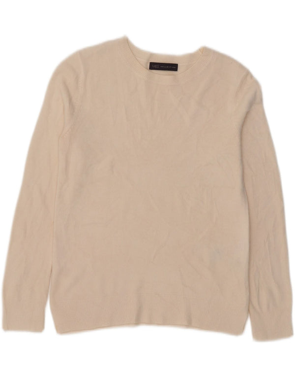 Maglione maglione girocollo da donna Marks & Spencer UK 10 piccolo acrilico beige