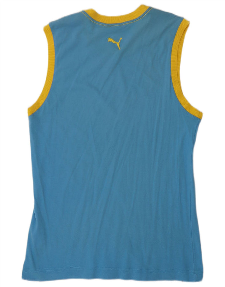 Canotta grafica da uomo Puma in cotone color block blu medio
