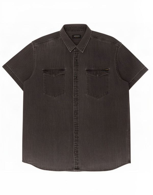 Camicia in denim a maniche corte da uomo Jack & Jones 2XL cotone grigio