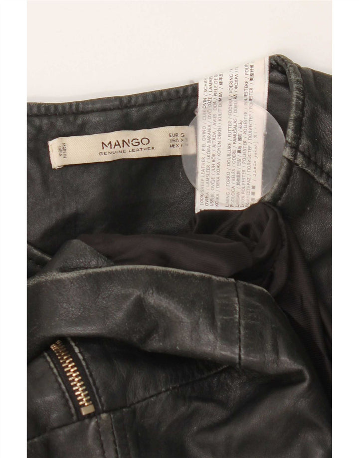 Giacca in pelle corta da donna Mango UK 10 piccola nera