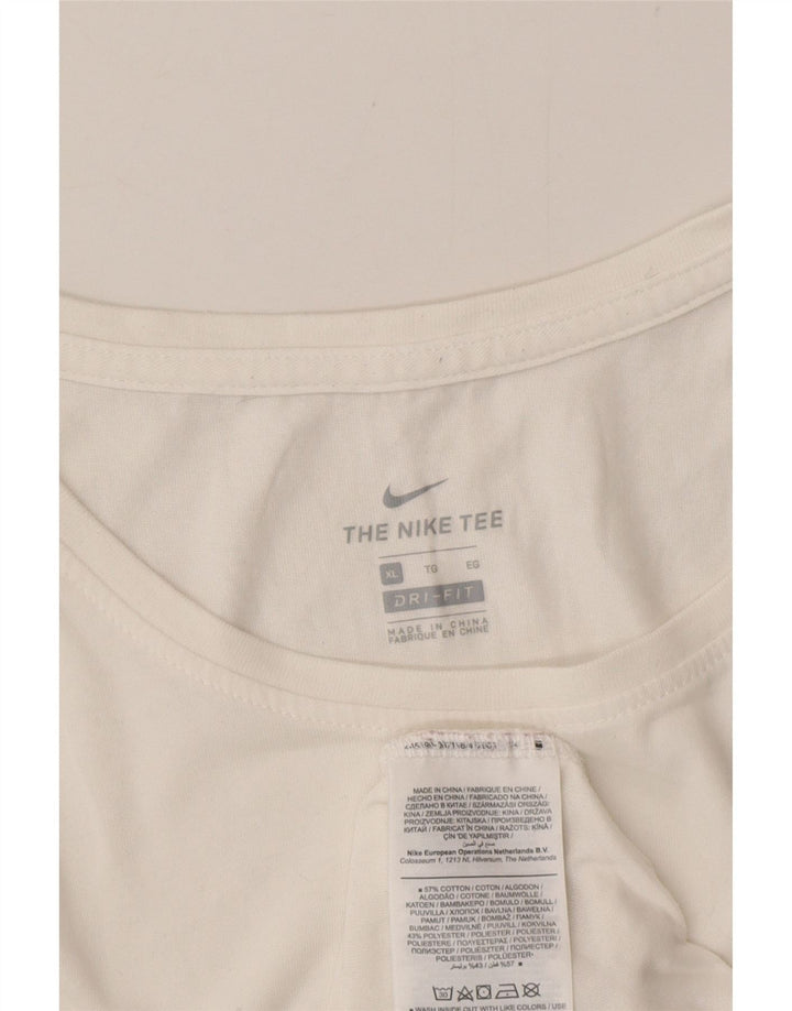 Canotta grafica Nike Dri Fit da uomo in cotone bianco medio