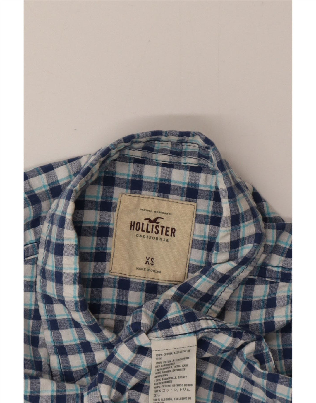 Camicia Hollister da donna UK 6 XS blu in cotone a quadretti