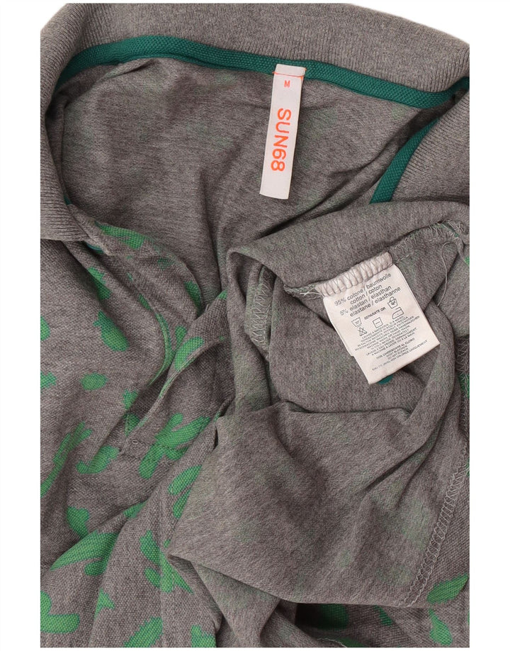 Polo da uomo con motivo astratto Sun68 in cotone grigio medio
