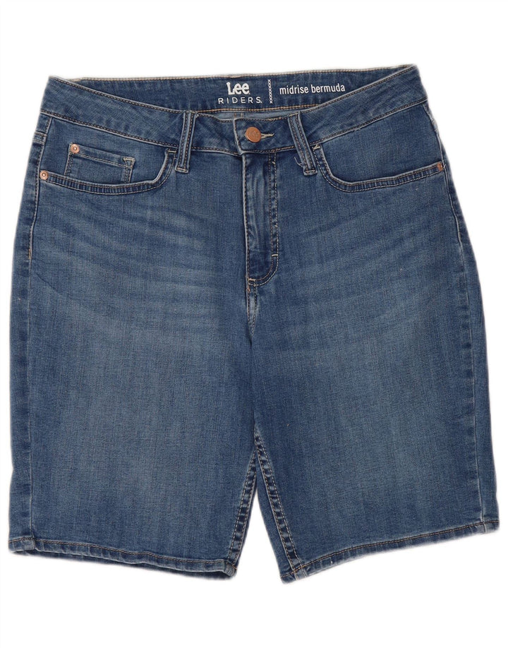 Pantaloncini di jeans Bermuda a vita media da donna LEE Riders US 10 Large W30 Blu
