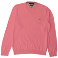 Maglione maglione con scollo a V da uomo Tommy Hilfiger in cotone rosa medio