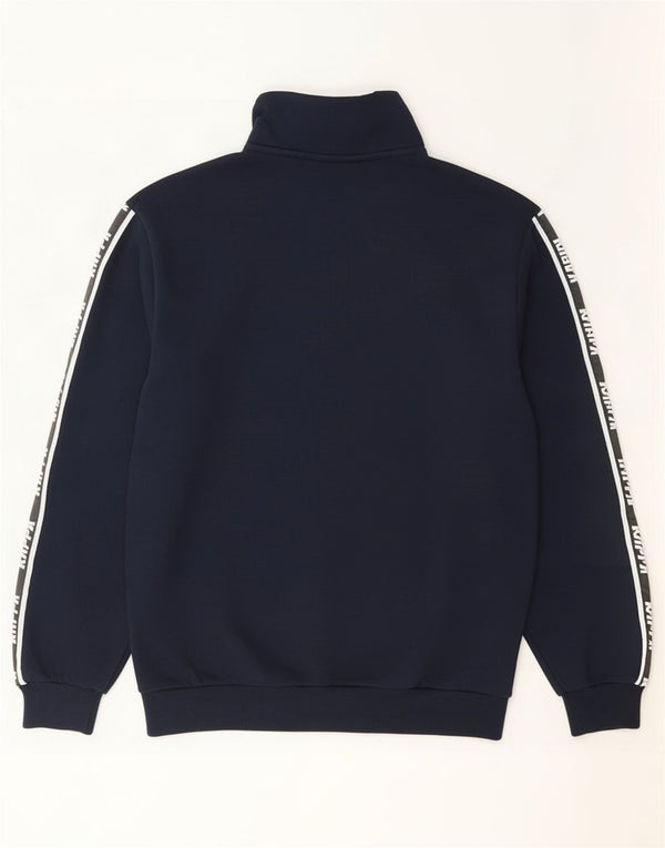 Felpa Kappa da uomo con collo con zip grafica, maglione grande, cotone blu navy