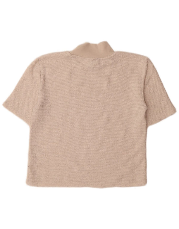 T-shirt da donna Zara Top UK 12 poliestere bianco sporco medio