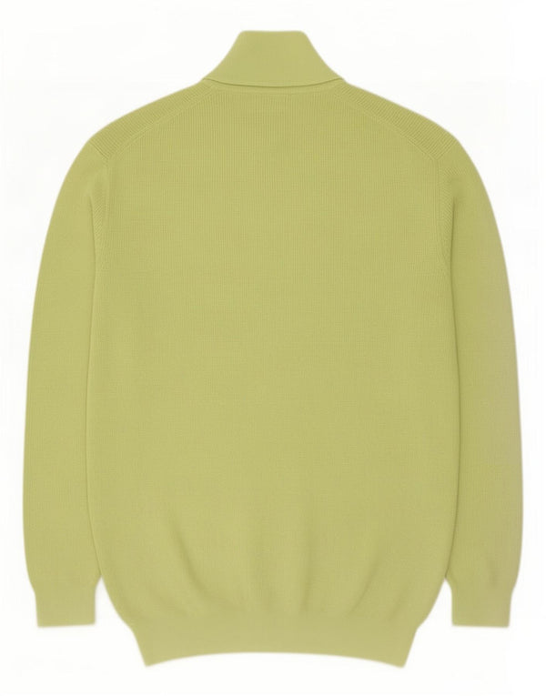 Massimo Dutti Mens Zip Neck Jumper Sweater XL Green Cotton