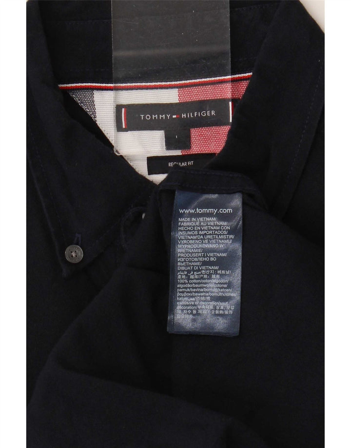 Camicia da uomo Regular Fit Tommy Hilfiger Large in cotone blu navy