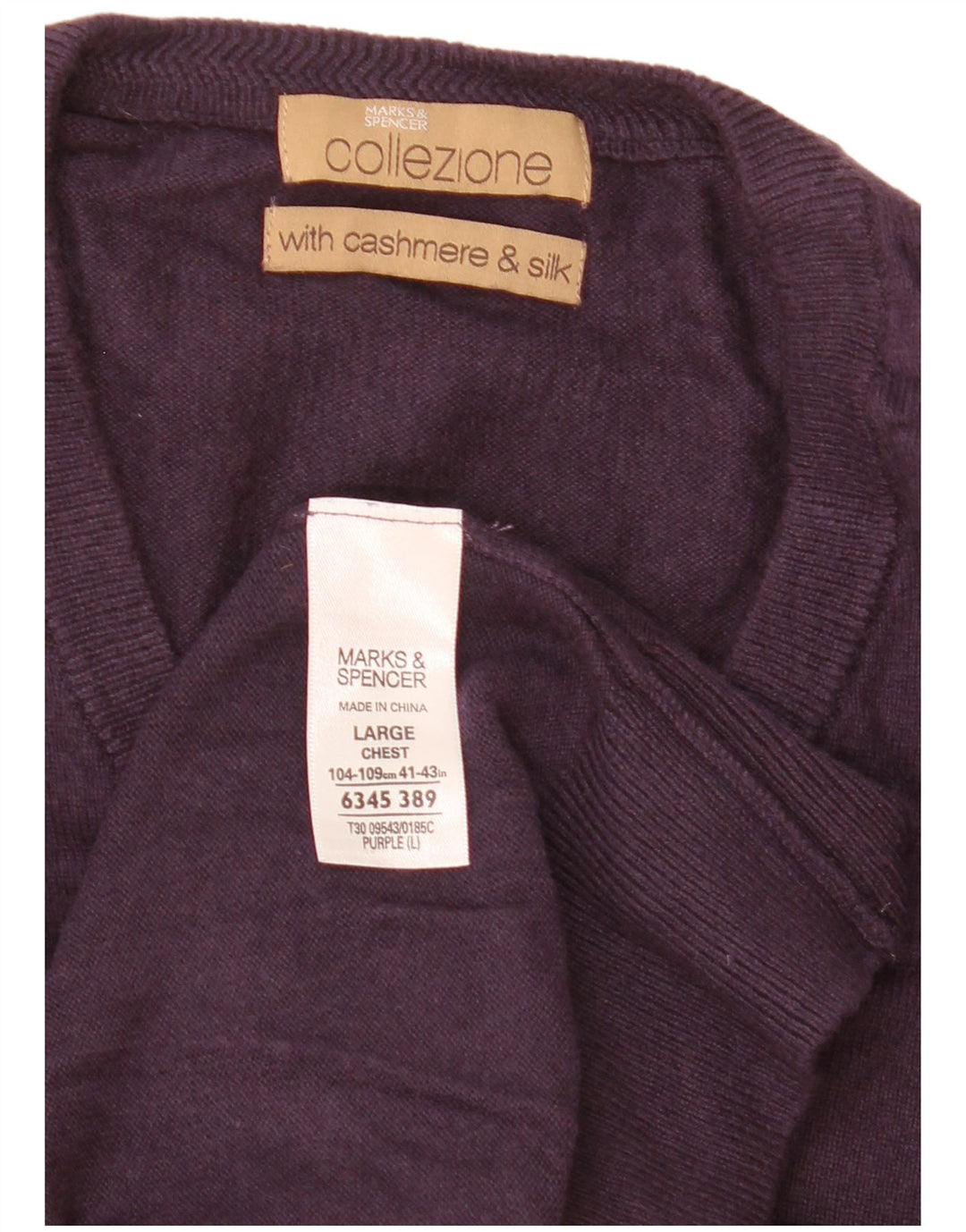 Maglione da uomo Marks & Spencer con scollo a V grande viscosa viola