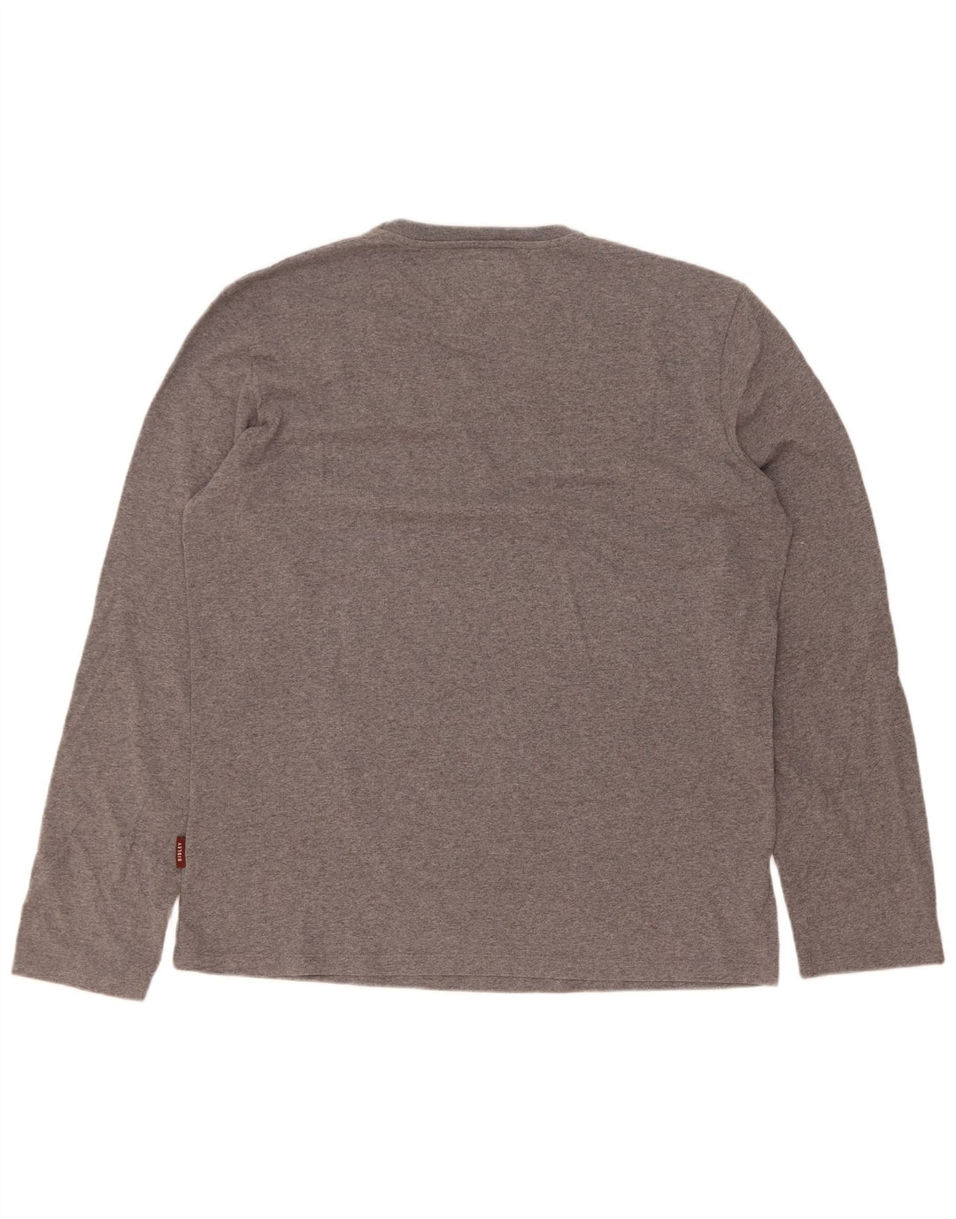 Top grafico da uomo Sisley a maniche lunghe XL in cotone grigio