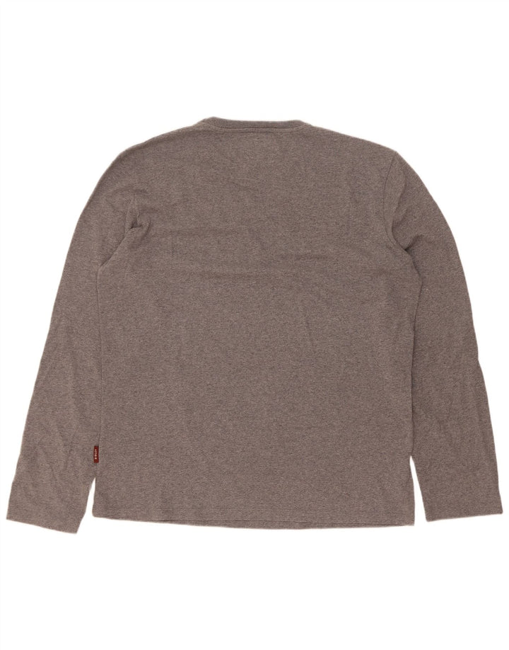 Top grafico da uomo Sisley a maniche lunghe XL in cotone grigio