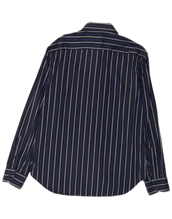 Camicia da uomo Roccobarocco taglia 42 16 1/2 grande cotone a righe blu navy