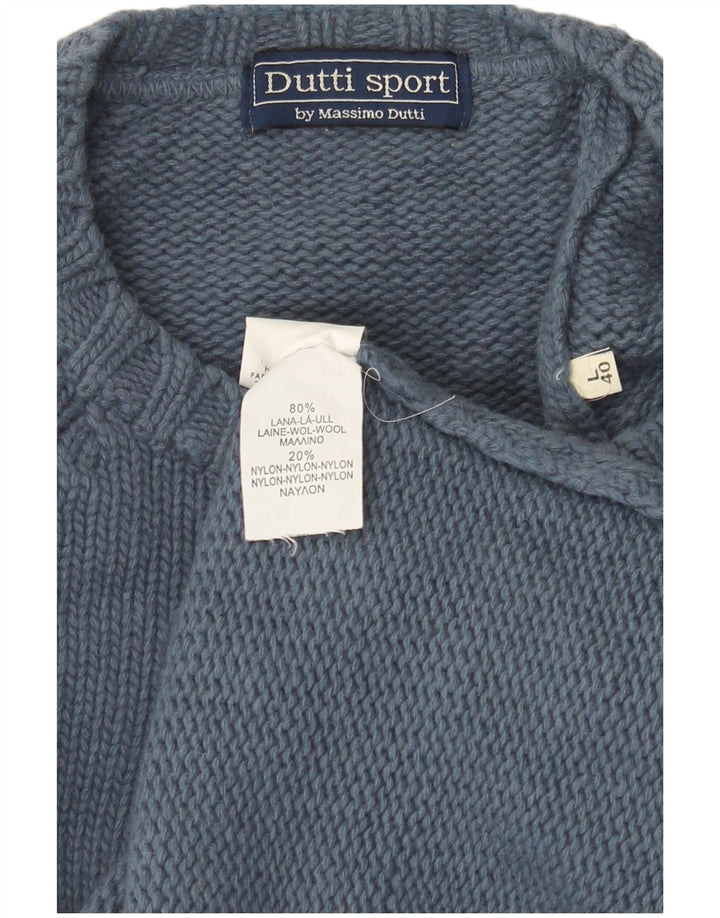 Massimo Dutti Maglione da uomo girocollo maglione grande lana Fair Isle blu