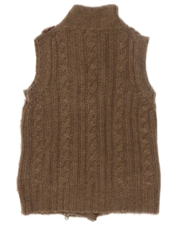 Massimo Dutti Womens Cardigan Sweater UK 12 Medium Khaki Colourblock