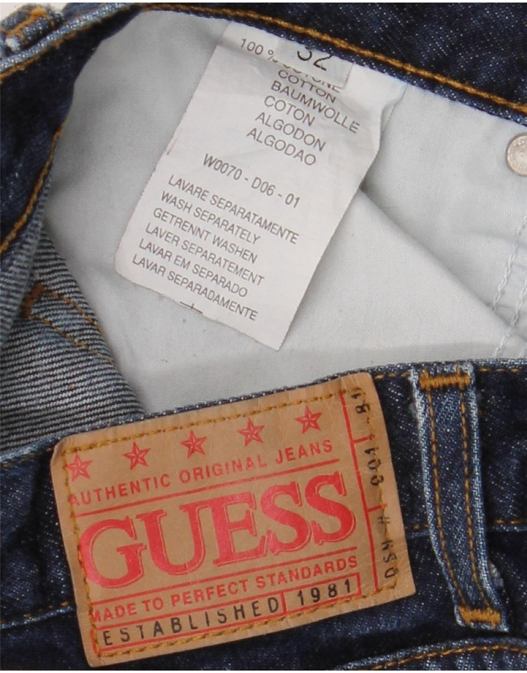 Jeans dritti da uomo Guess W32 L32 in cotone blu navy