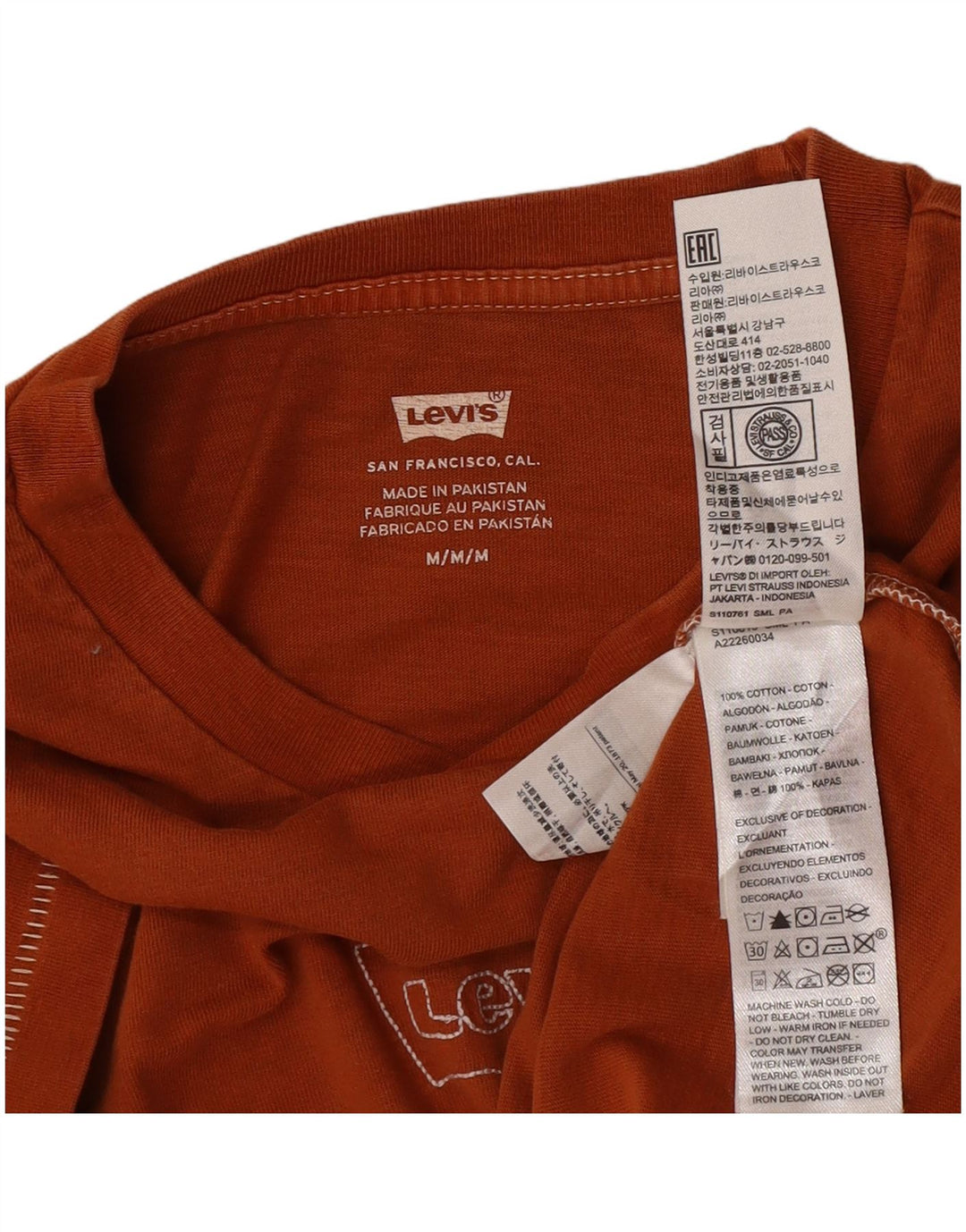 T-shirt da donna Levi's Top UK 14 cotone arancione medio