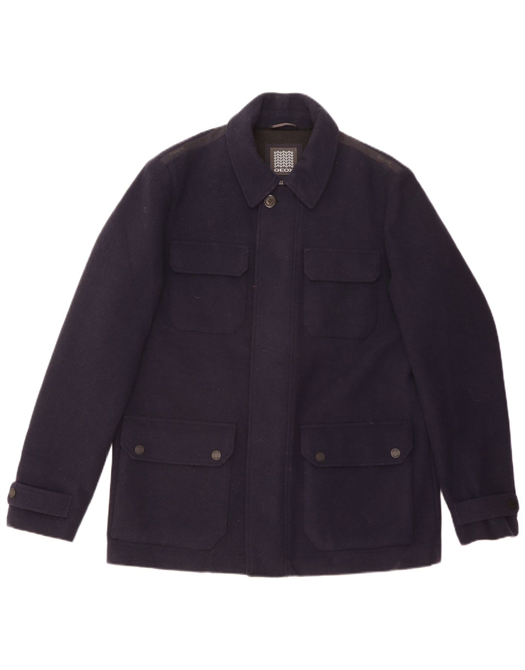 GEOX Giacca da uomo Respira Utility UK 42 XL Lana blu navy