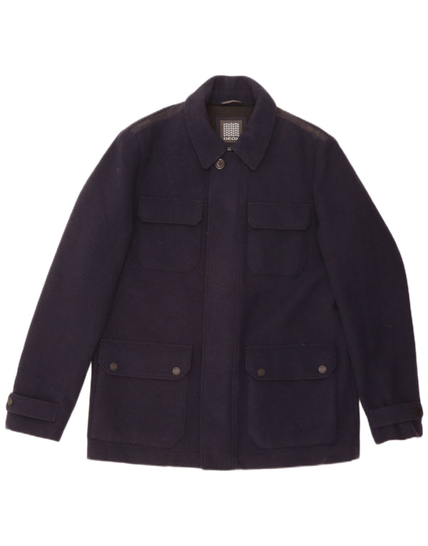 GEOX Giacca da uomo Respira Utility UK 42 XL Lana blu navy