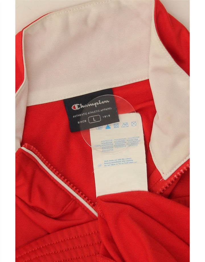 CHAMPION Giacca da tuta da uomo, grande, in poliestere color block rosso