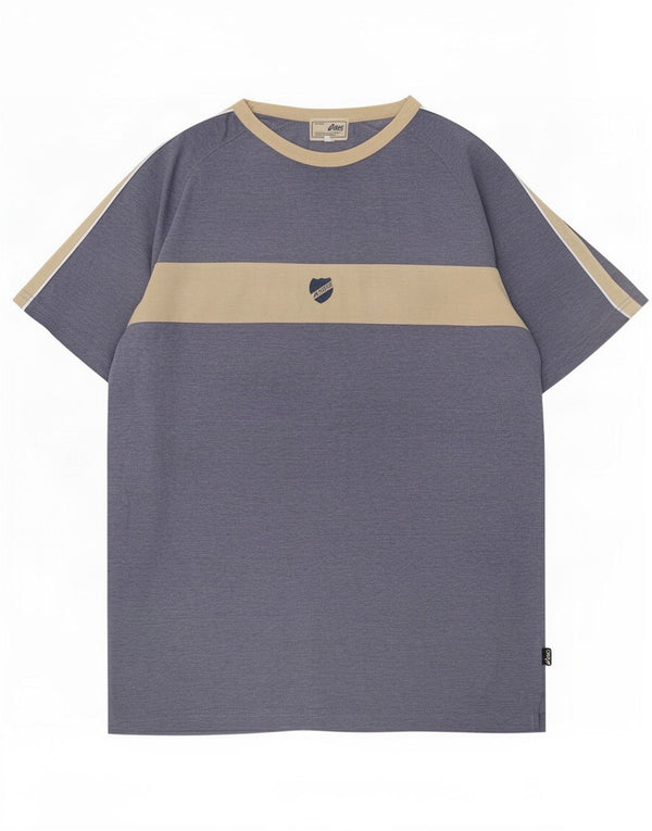 T-shirt da uomo Asics Top in cotone color block blu medio