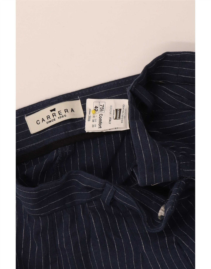 Pantaloncini chino con pegging da donna Carrera W29 lino gessato medio blu navy
