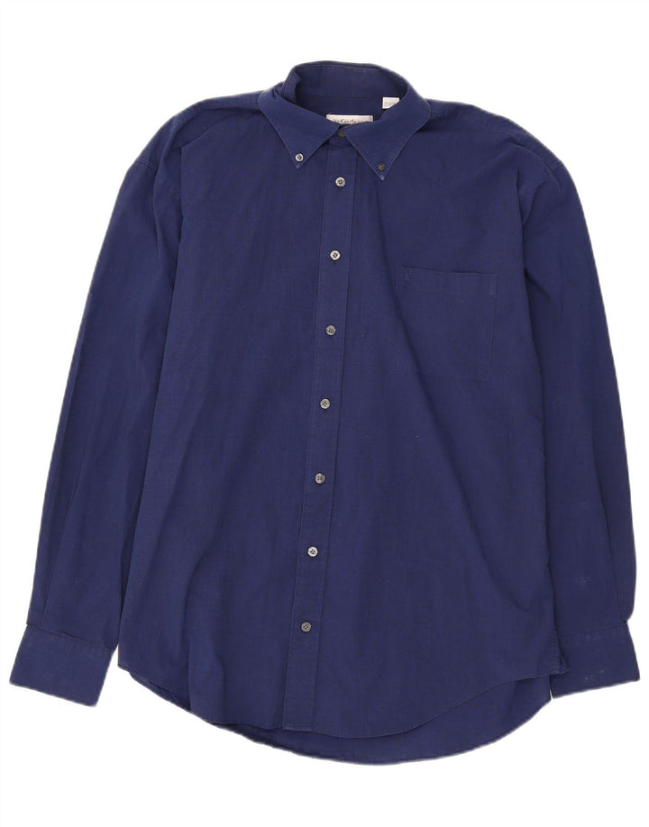 Camicia da uomo Yves Saint Laurent grande in cotone blu navy