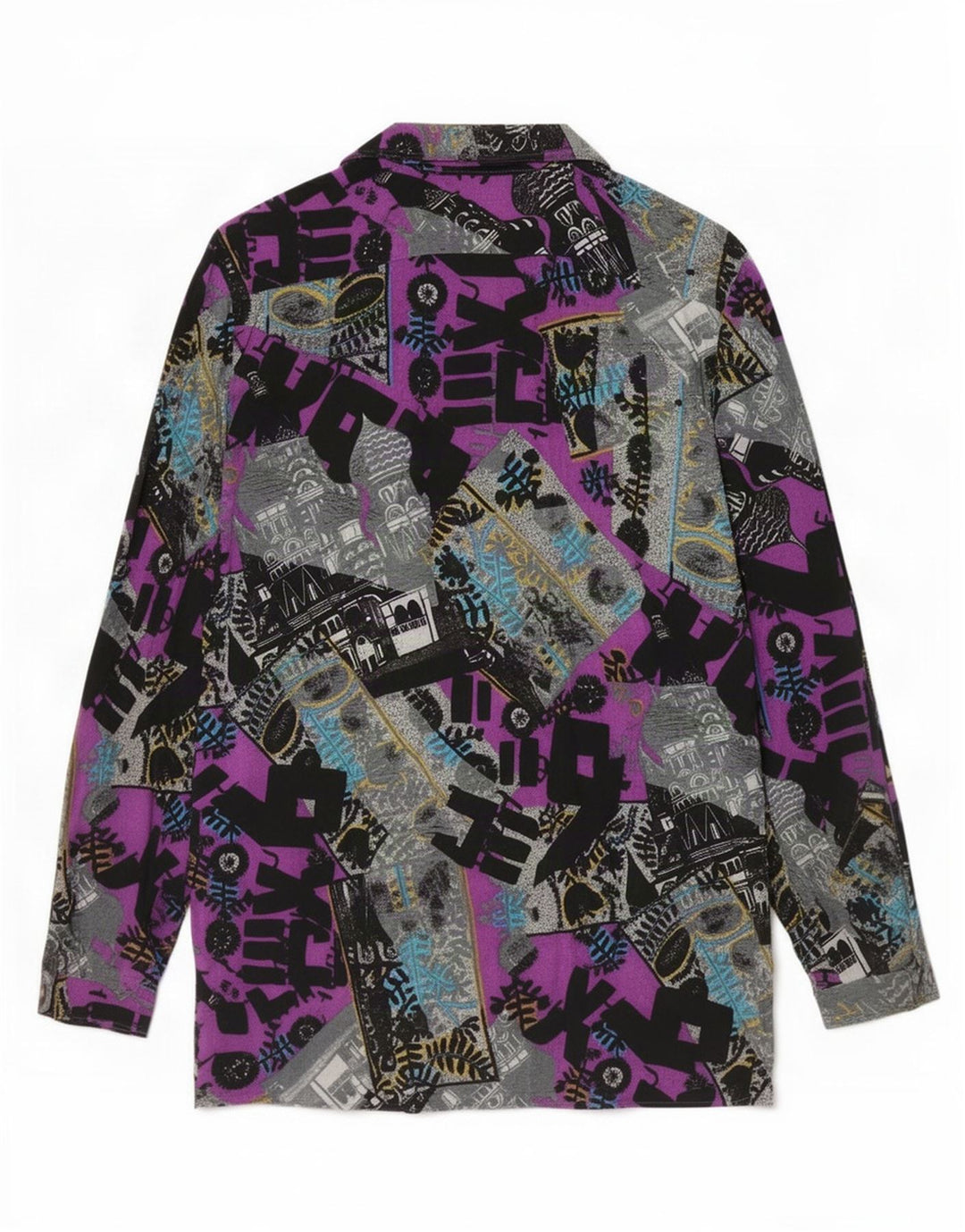 Camicia vintage da donna con motivo astratto UK 14 media multicolore