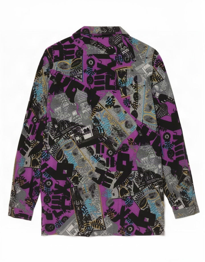 Camicia vintage da donna con motivo astratto UK 14 media multicolore