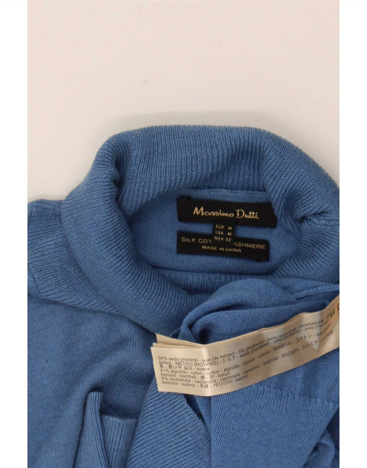 Maglione maglione a collo alto da donna Massimo Dutti UK 14 Seta blu medio