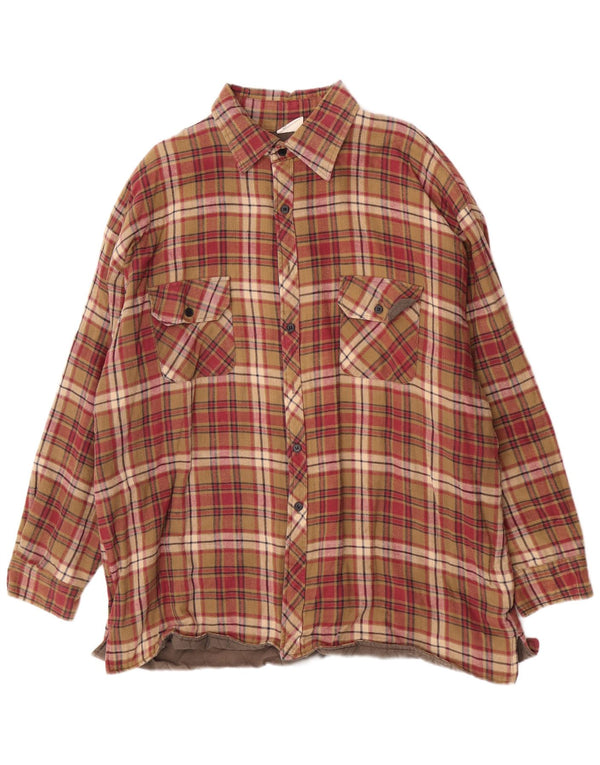 Camicia vintage in flanella da boscaiolo da uomo taglia 46/48 2XL Cotone scozzese bordeaux