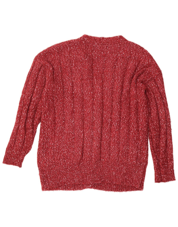 Maglione cardigan oversize da donna Marks & Spencer UK 14 medio rosso screziato