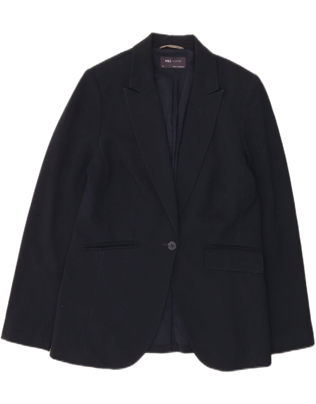 Giacca blazer a 1 bottone Marks & Spencer da donna UK 12 medio blu navy