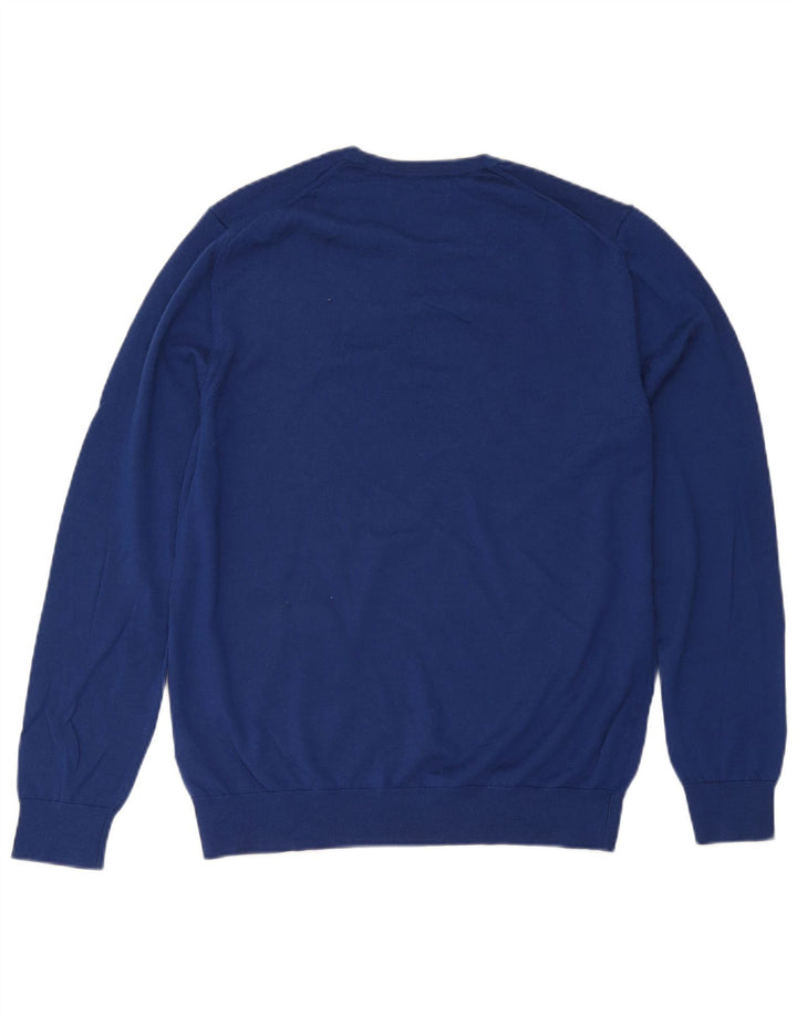 Maglione maglione girocollo da uomo Marks & Spencer grande lana merino blu