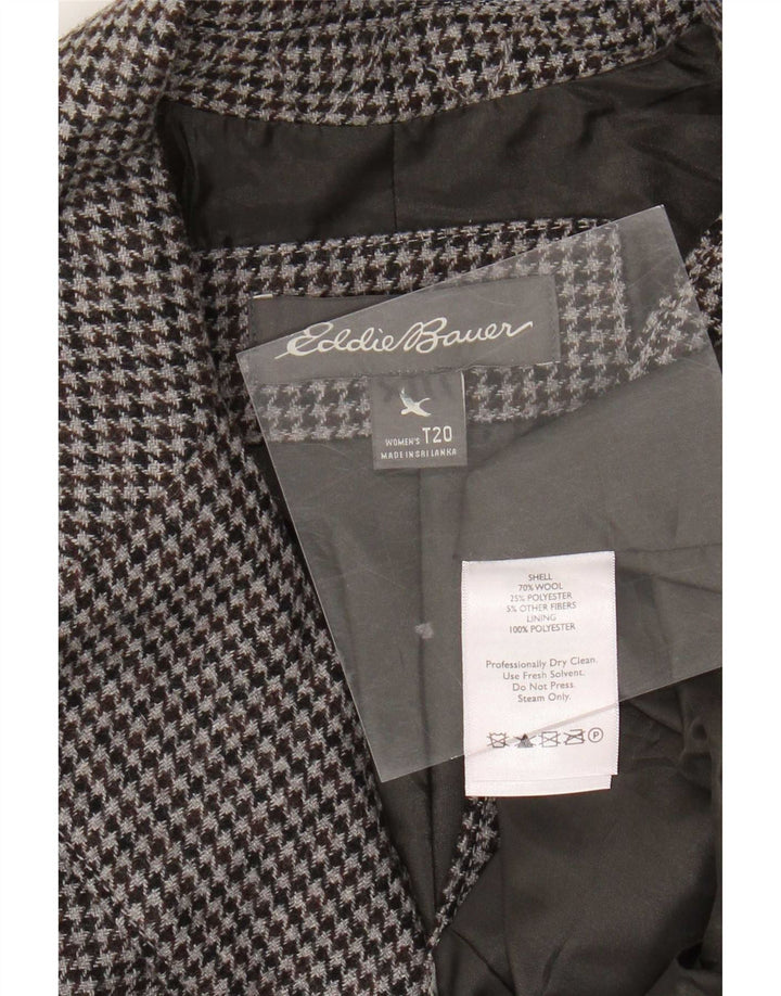 Eddie Bauer Giacca blazer a 2 bottoni da donna US 20 2XL Lana pied de poule grigia