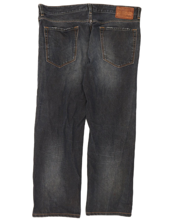 Jeans dritti da uomo Hugo Boss W38 L32 cotone blu navy