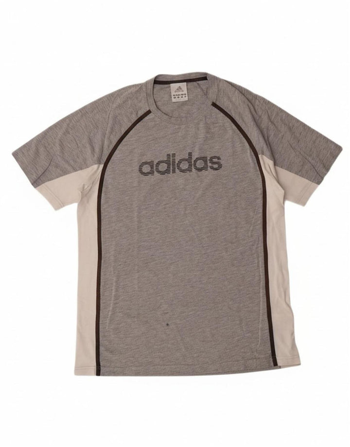 ADIDAS Mens Graphic T-Shirt Top Medium Grey Colourblock Cotton