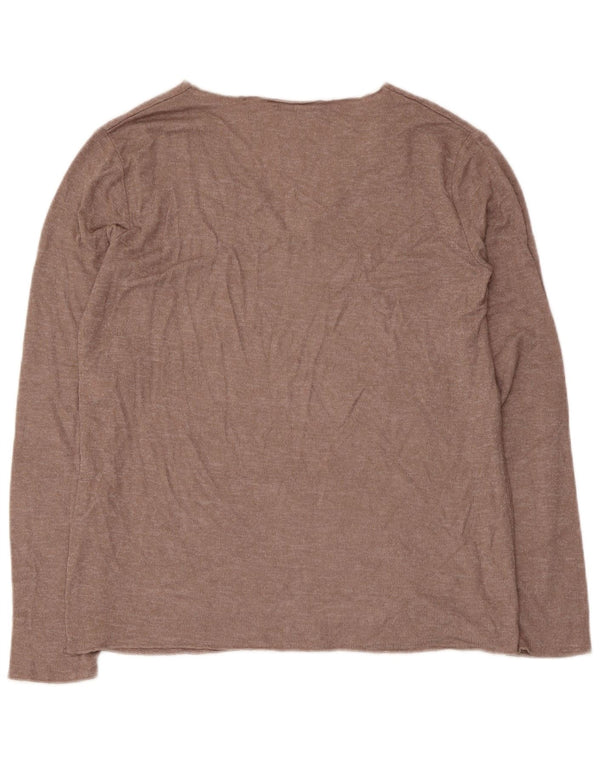 Top Blusa Donna Zara UK 14 Large Marrone Viscosa
