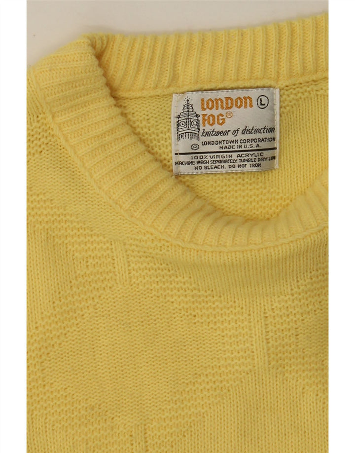 Maglione maglione girocollo da donna LONDON FOG UK 16 grande acrilico giallo