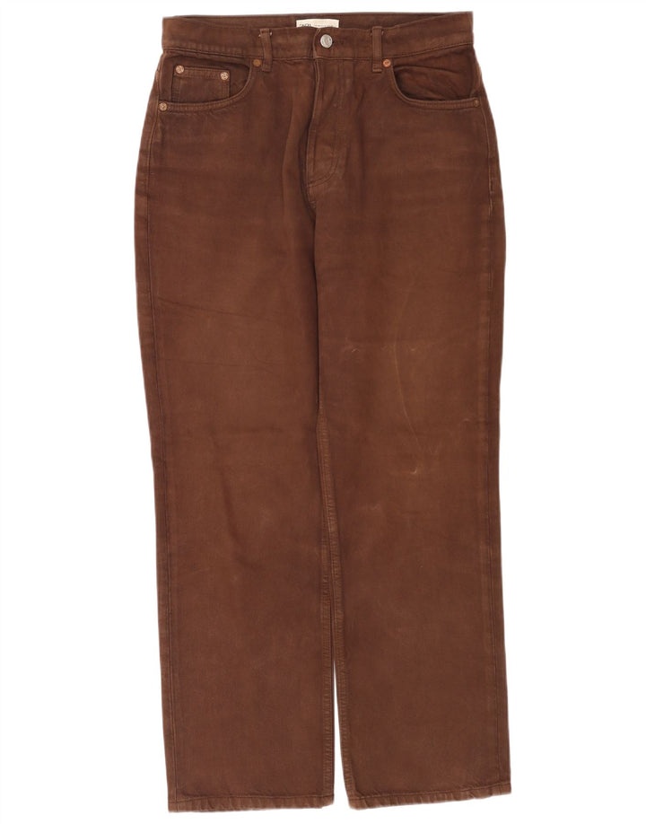 Jeans dritti a vita alta da donna Zara EU 40 medio W30 L28 marrone