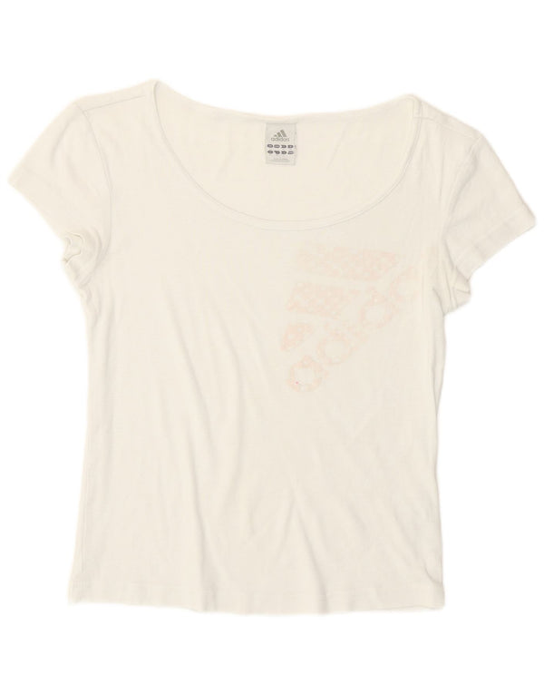 T-shirt grafica da donna Adidas Top UK 12 cotone bianco medio