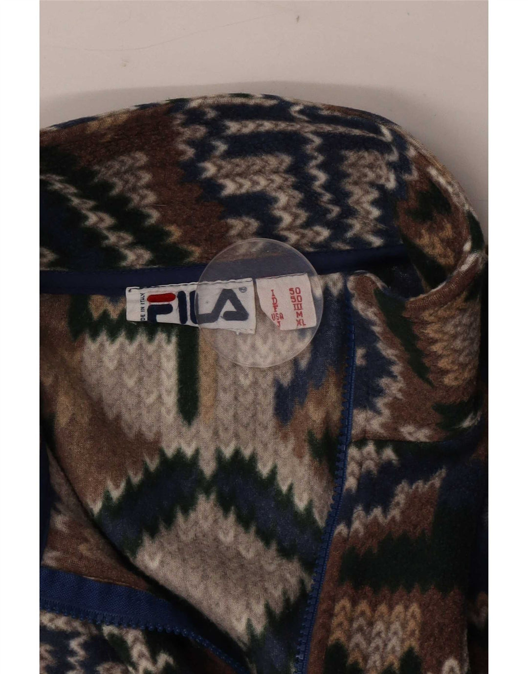 Maglione in pile da uomo vestibilità ampia Fila IT 50 medio multicolore geometrico