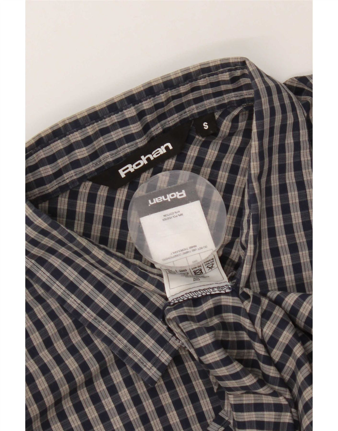 Camicia a maniche corte da uomo Rohan piccola in poliestere a quadretti blu navy