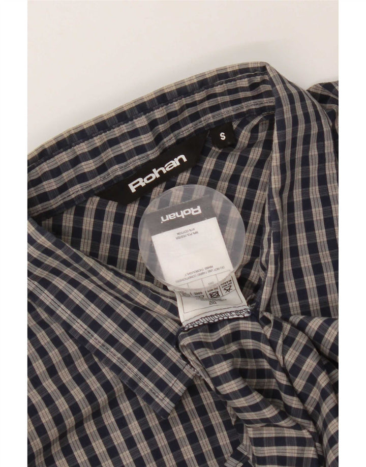 Camicia a maniche corte da uomo Rohan piccola in poliestere a quadretti blu navy