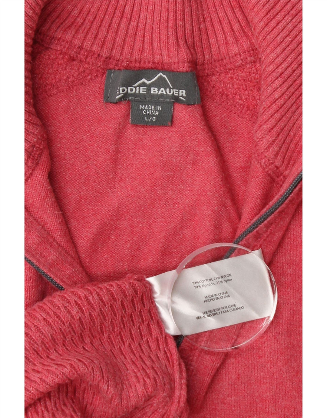 EDDIE BAUER Maglione da donna con collo con zip UK 16 Grande cotone rosa
